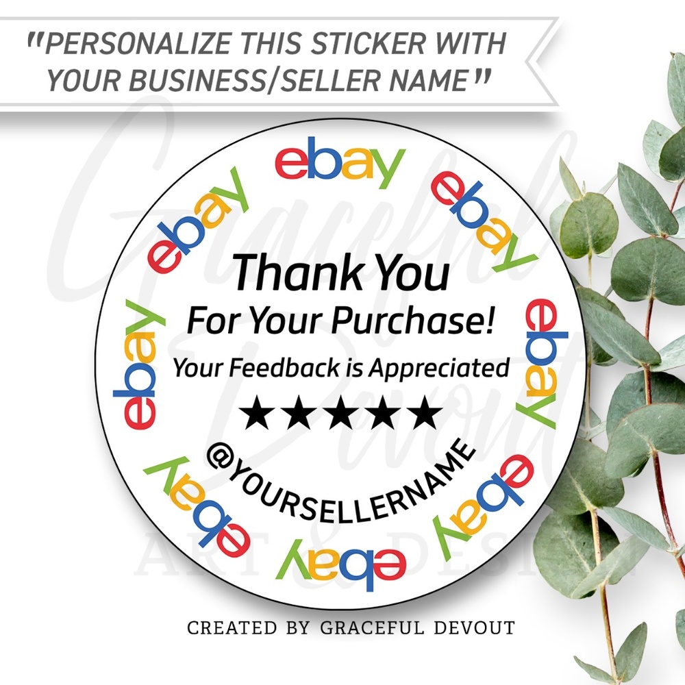 Ebay- 2" (inches) Thank You Round  (96ct.) Stickers